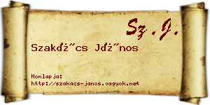 Szakács János névjegykártya
